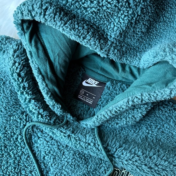 Nike Sportswear DK Atomic Women Sweatshirt M Teal Hoodie Teddy Sherpa Pullover - Picture 5 of 5